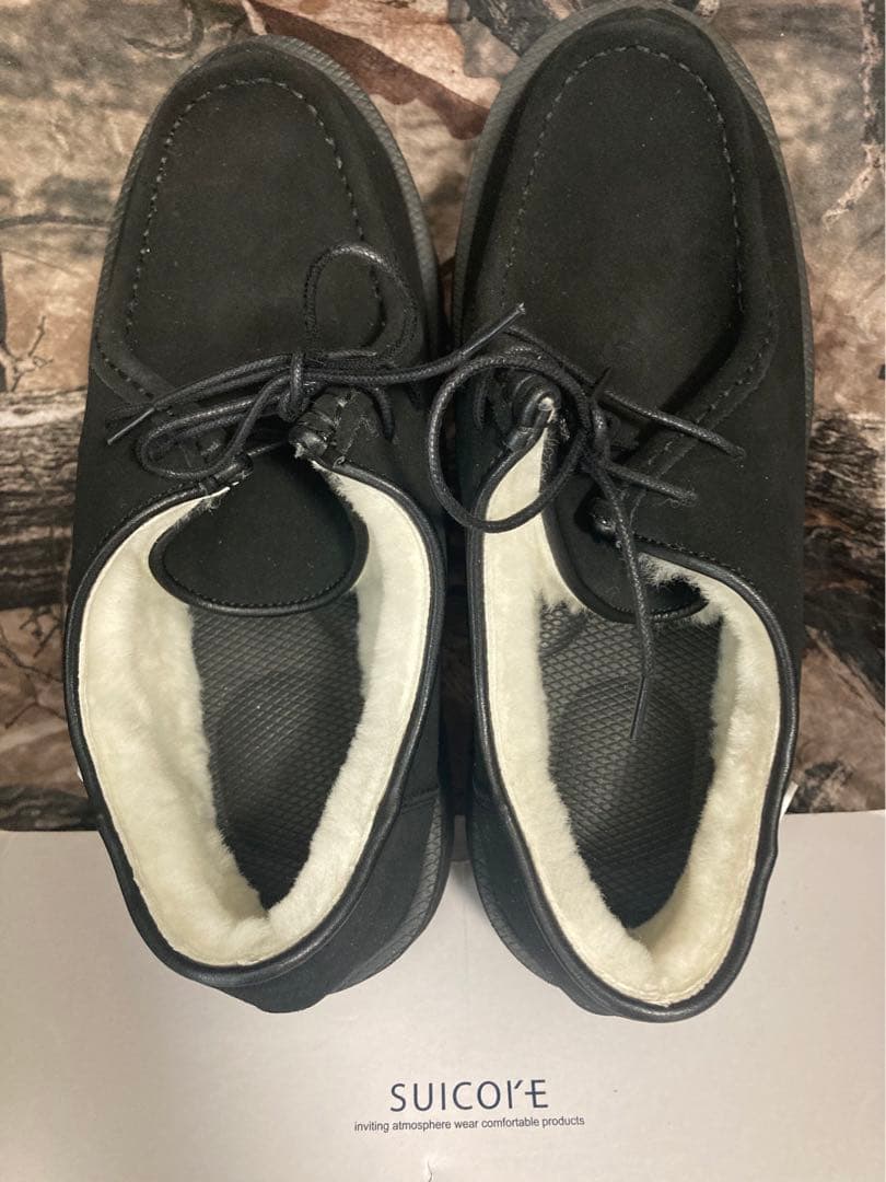 スイコック　ムートンモカシン　黒　28cm