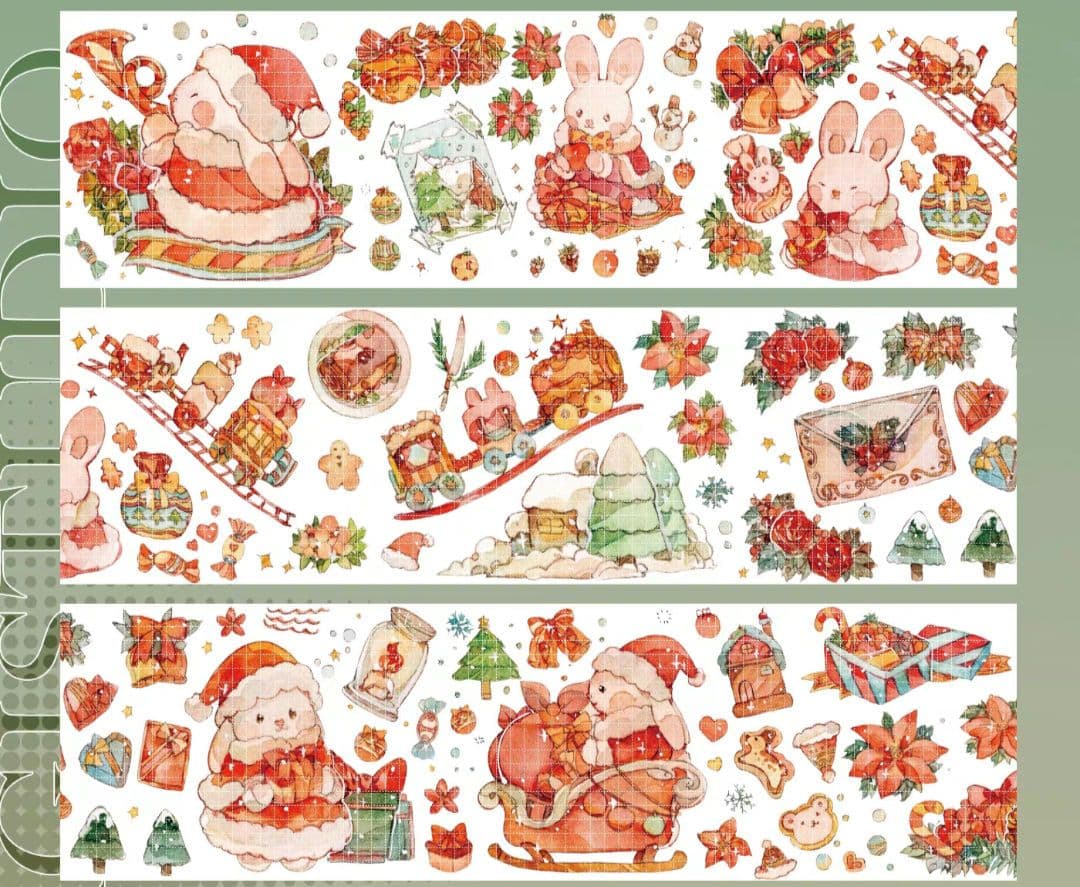 切売 154★ 海外 マスキングテープ マステ PET 装飾 動物 兎 銀ホロ