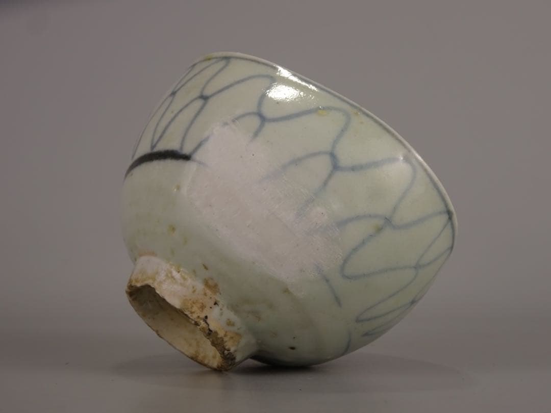 江戸時代　前期　初期伊万里　染付　網手　小碗　箱付　茶碗　酒器　片口としても