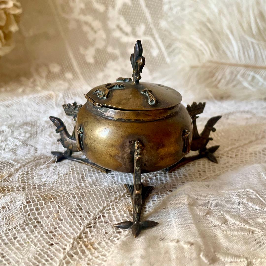 ブルターニュ エルミン紋章書斎用インクウェル インク壺 フランスアンティーク