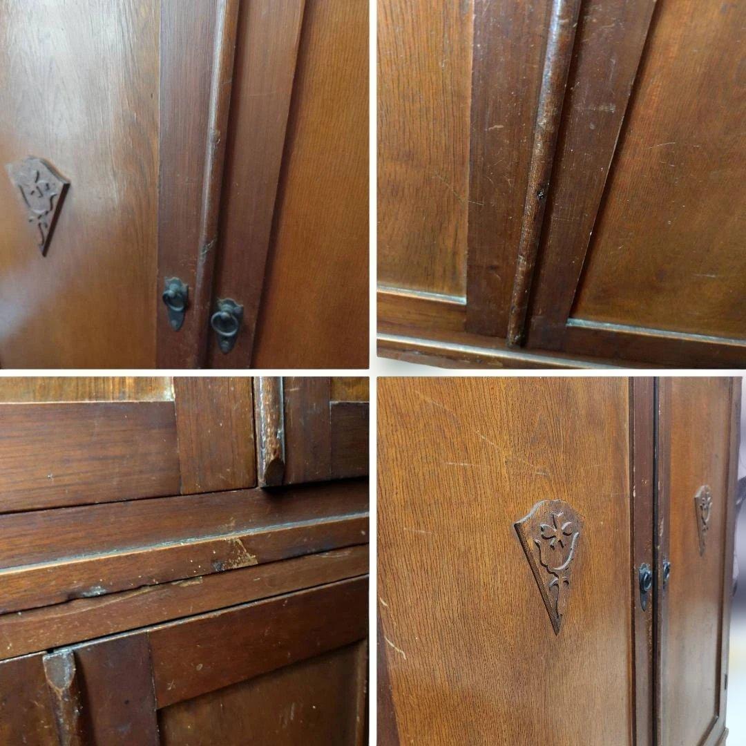 昭和レトロ 木製 木戸食器棚 アンティーク 飾り棚 カップボード キャビネット