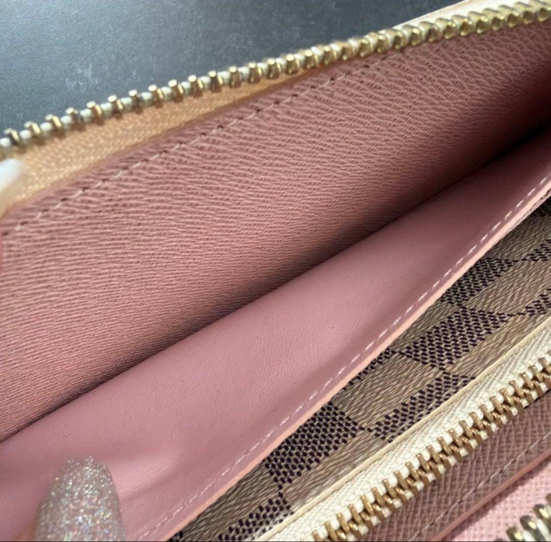 ルイヴィトン ダミエ アズール ポルトフォイユクレマンス ピンク 長財布