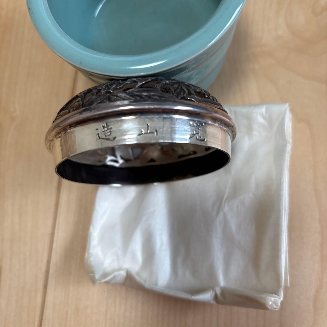 新品　未使用　香炉　925銀製　透かし　鳳凰蓋