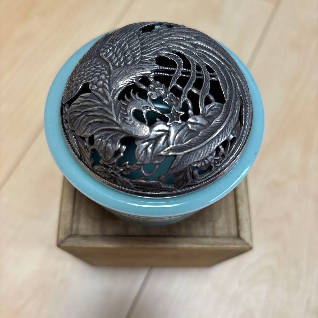 新品　未使用　香炉　925銀製　透かし　鳳凰蓋