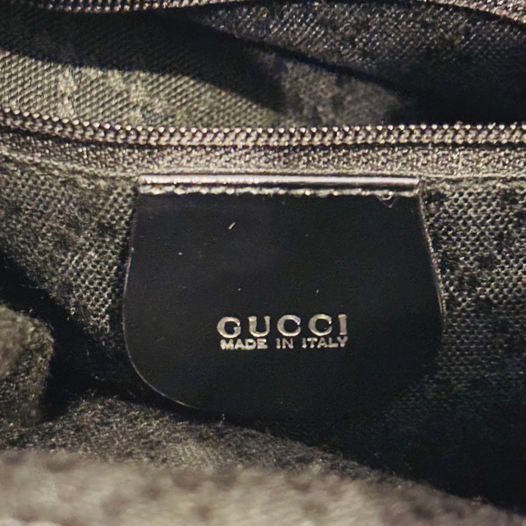 希少✰グッチ バンブー ワンショルダーバッグ 巾着 ナイロン レザー 黒 巾着型