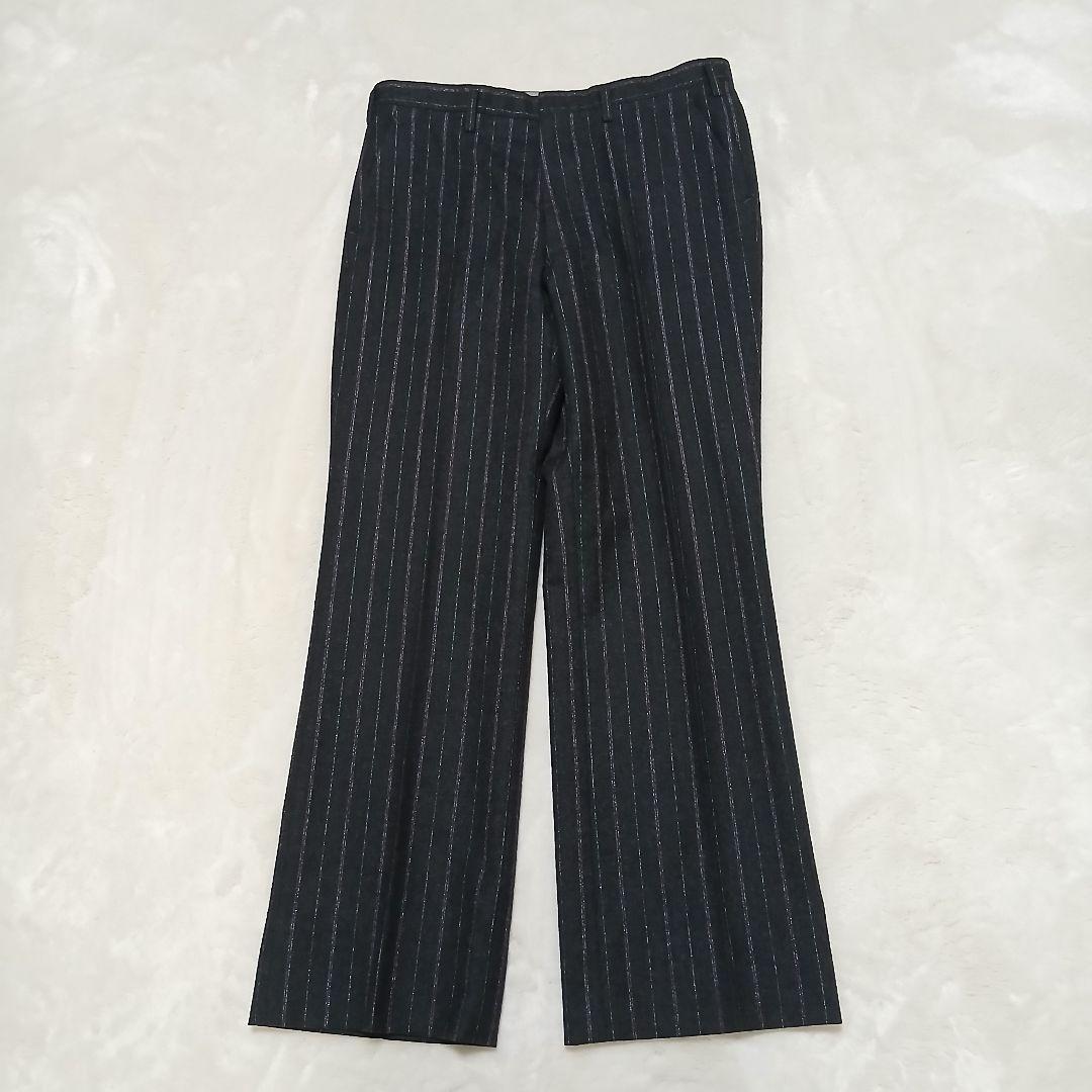 【美品】DURBAN ストライプ 3ピースウールセットアップスーツ ブラック