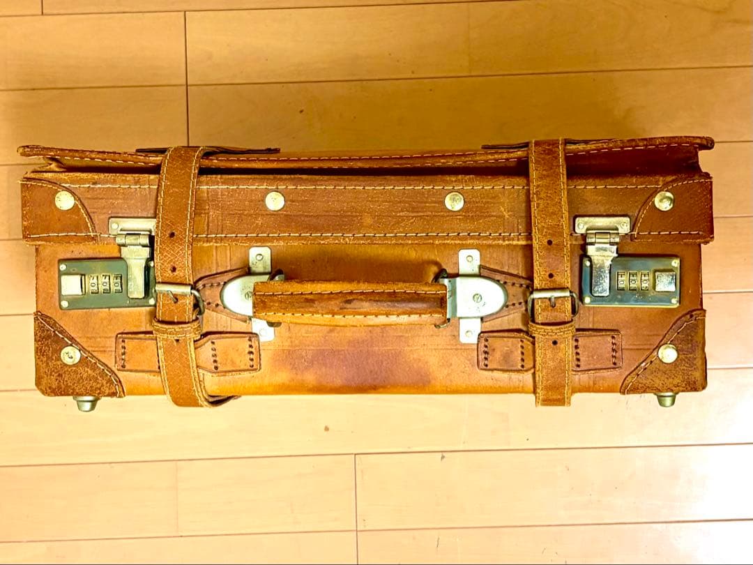 【レア】革製トランクケース アンティークヴィンテージスタイル アサヒビール 鍵付