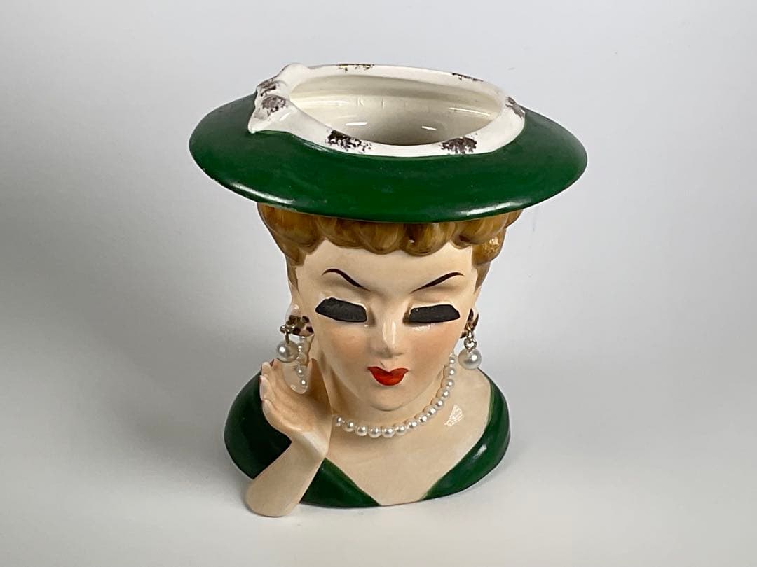 60sヴィンテージ レディヘッドベース　陶器　花瓶　LEE WARDS　日本製