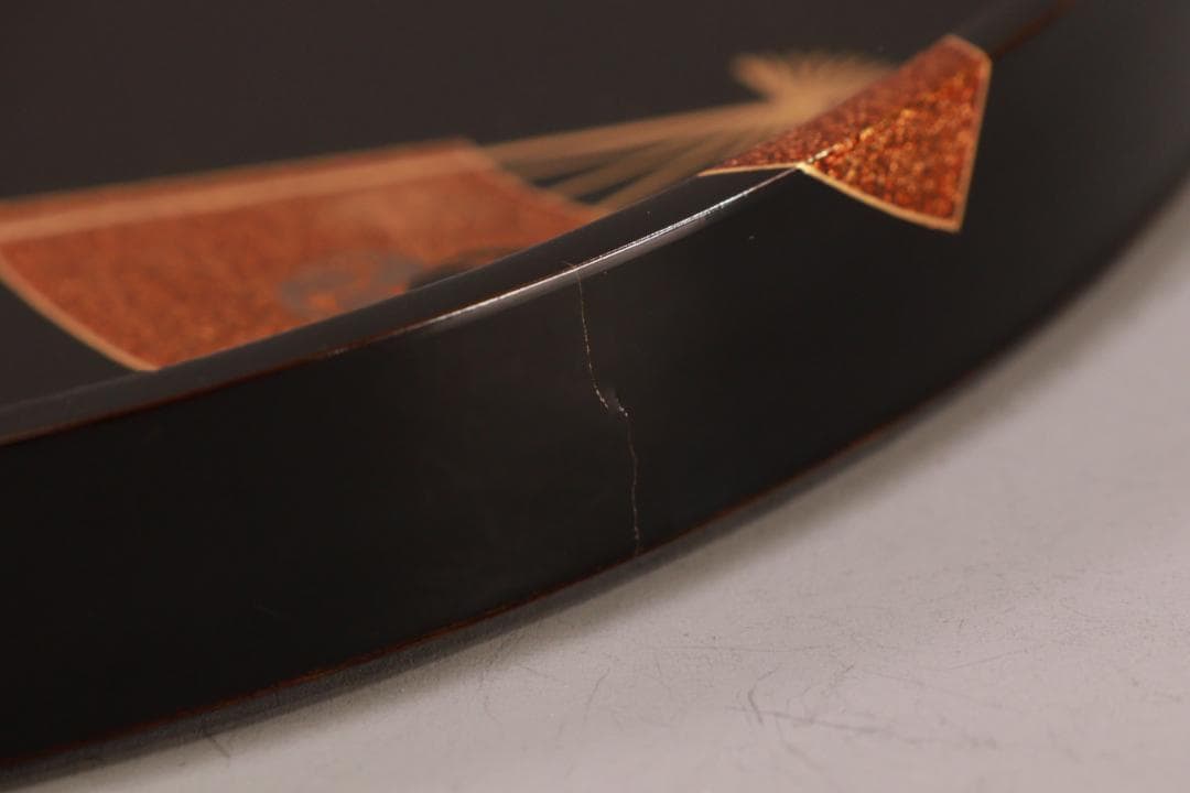 輪島塗　扇面金蒔絵　お櫃　はんがい　受け盆　お櫃台　会席　茶懐石　② BJ081