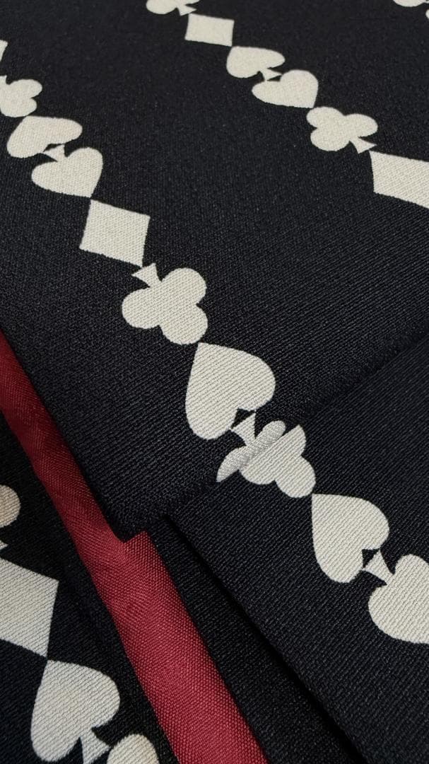 着物１２　ふりふ　いろはトランプストライプ柄袷着物　黒　身丈１６５裄丈６９