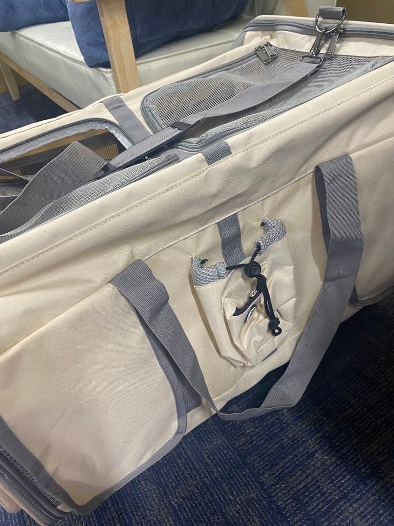 新品　未使用　猫用　犬用　ペットカート ベージュ　ペットキャリー　2匹