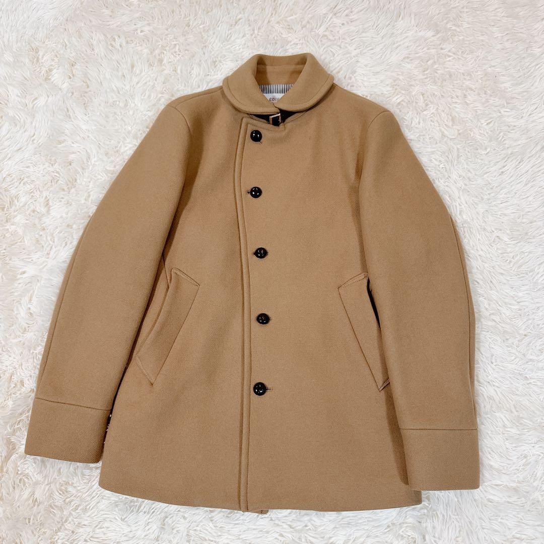 美品 EDIFICE メルトン ラウンドカラー　コート くるみボタン L