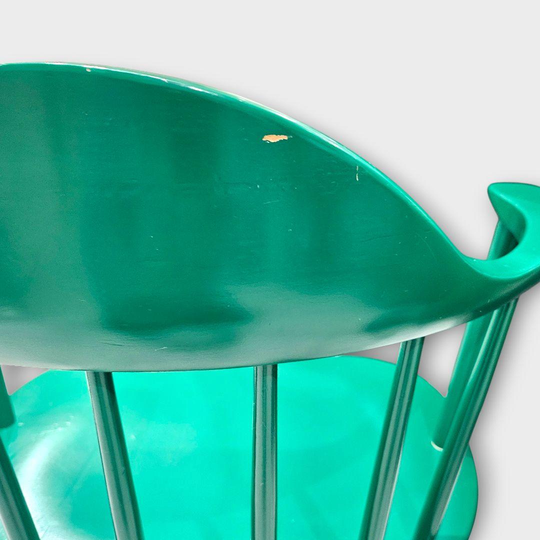 【希少品】柏木工 カシワ ダイニングチェア アームチェア グリーン ①