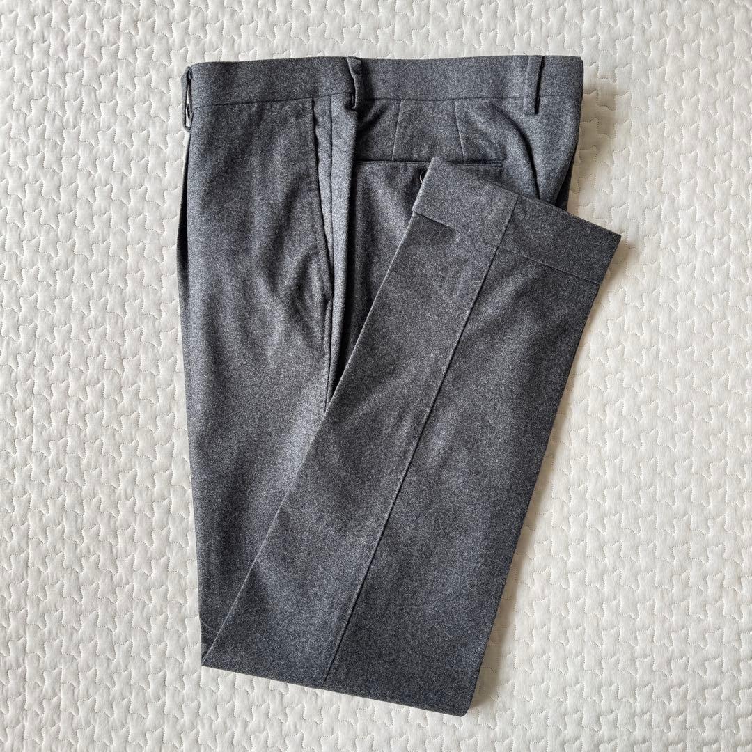 【極美品】ブリッラペルイルグストグレー フランネルスーツ ゼニア14micron