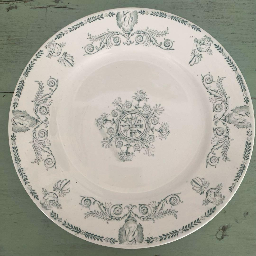 リュネヴィル　lunéville 白鳥やカメオ柄のプレート　フランスアンティーク