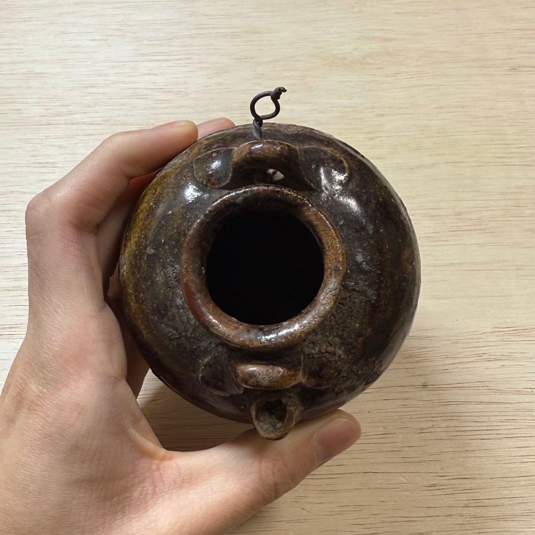 古瀬戸 鉄釉 小壷 水滴 花入 花生 江戸時代 茶道具 古美術 骨董 古常滑