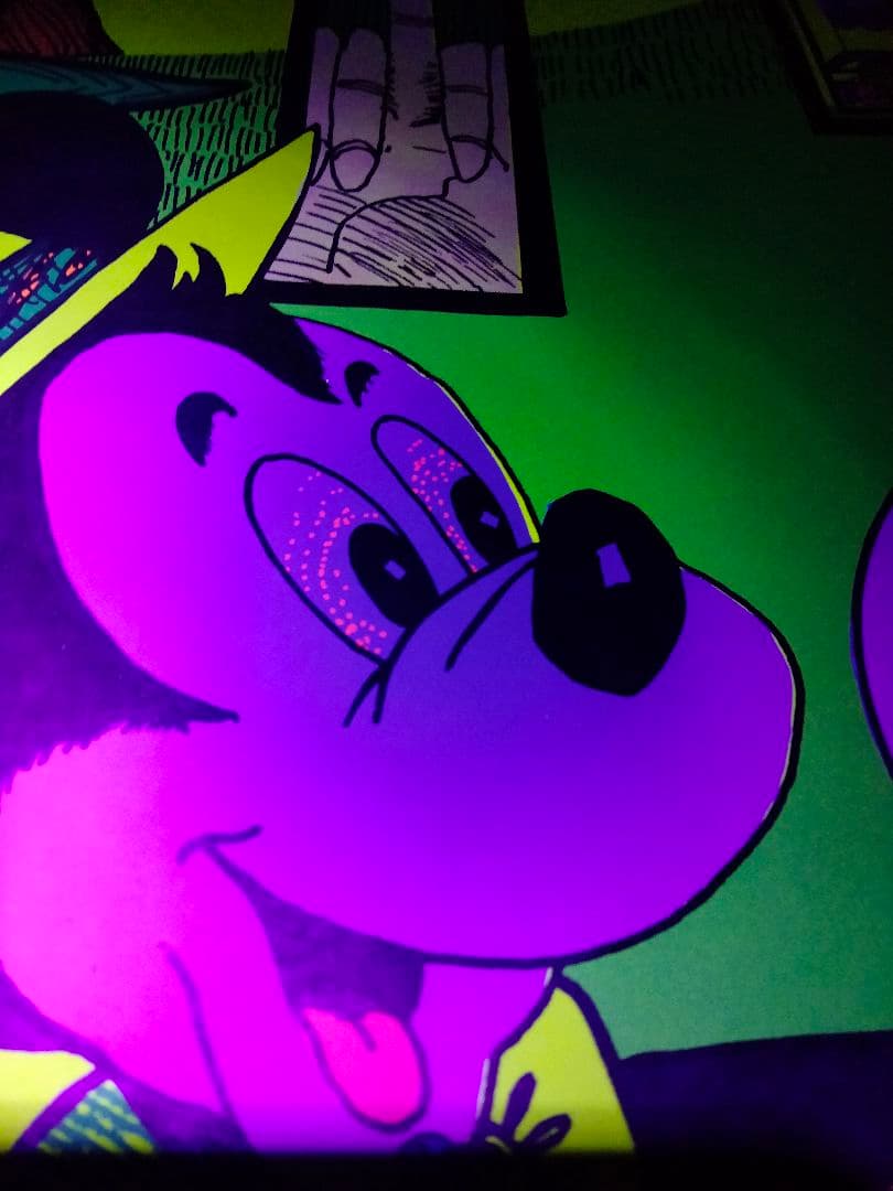 大判　ディズニー　ポスター ブラックライト メモリアルオージー ビンテージ 麻パ