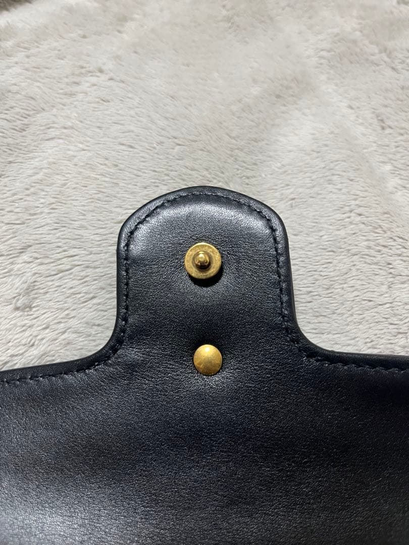 【美品】GUCCI グッチ　キルティングミニショルダーバッグ黒　GGマーモント