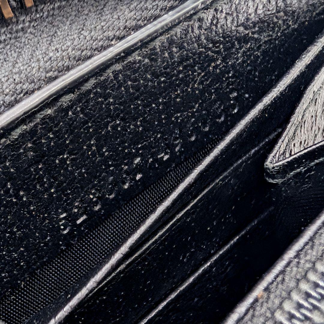 極美品 GUCCI アニマリエ ゴールドビー 長財布 グッチ レザー ブラック