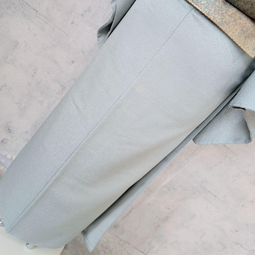 色無地　着物　フルセット　正絹　Sサイズ　水色グレー　爽やか　祝い事　F1