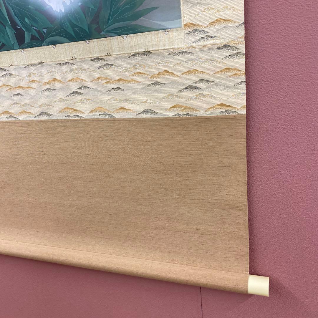 美品 掛け軸 小野守鳳作 牡丹図 共箱 太巻き付 真筆証明書付き 四季花