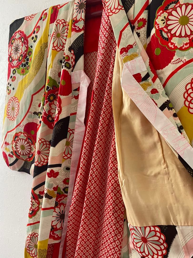 七五三　5歳　アンティークお着物セット　髪飾り付き