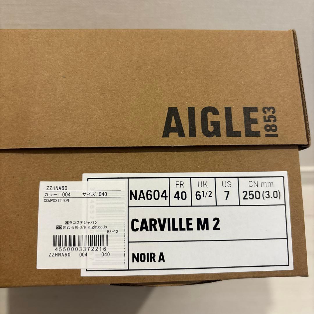 AIGLE ブラック カーヴィル2 サイドゴア レインブーツ 長靴