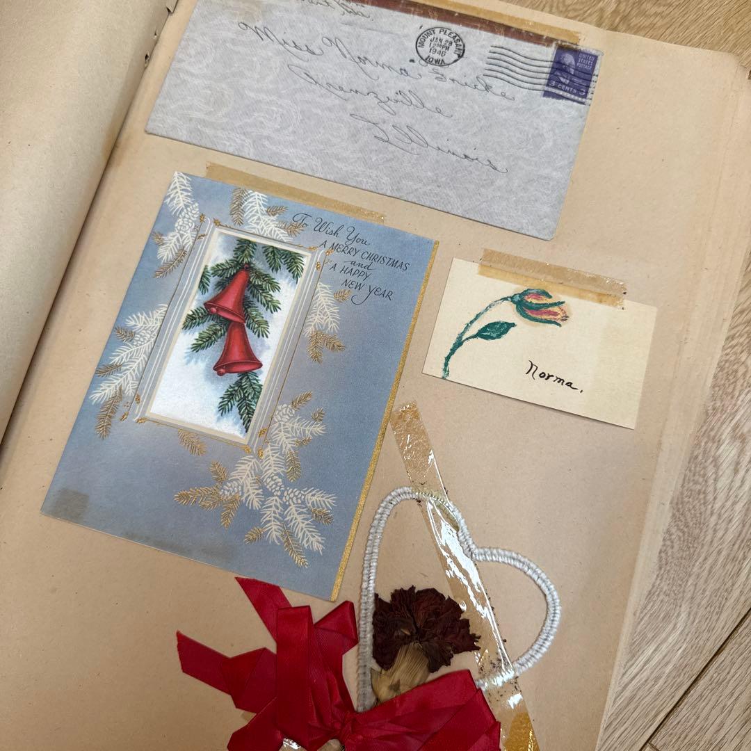 世界で一つのジャンクジャーナルに1940年代スクラップブック 紙モノ洋書