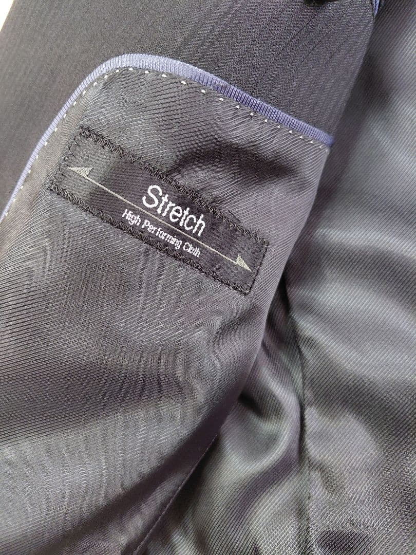 極美品　マリクレール オム スーツ セットアップ ストライプ 黒 96A7