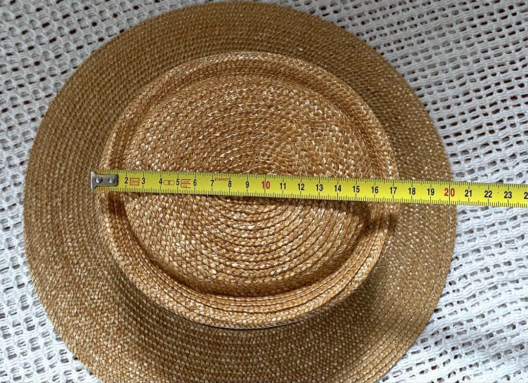 【美品】田中帽子店　アルマ　カンカン帽　黒リボン