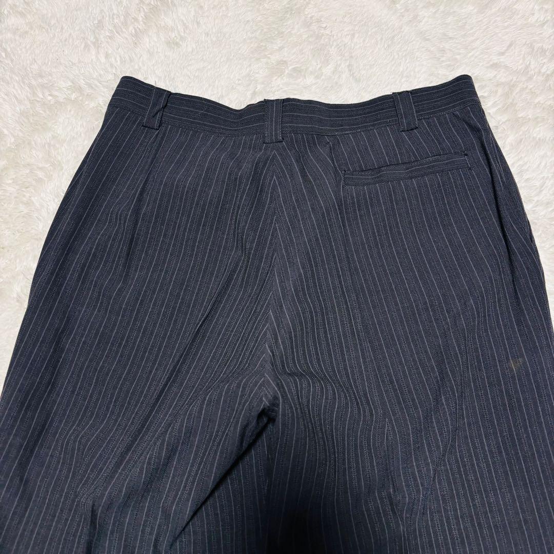 希少 VERSACE セットアップ シングル スーツ ネイビー ストライプ XL