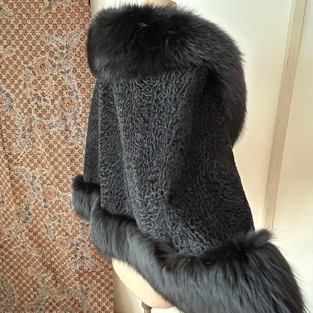 豪華！ベビーラムにFOXトリミングのケープマント　洋装にも和装にも