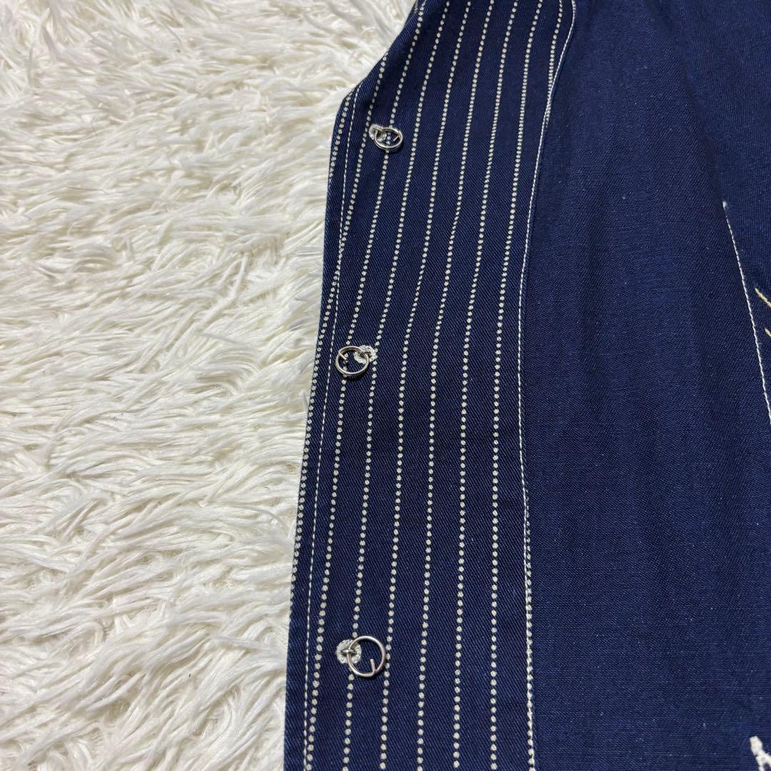 MARKAWARE ネイビー ストライプ カバーオール 金ボタン