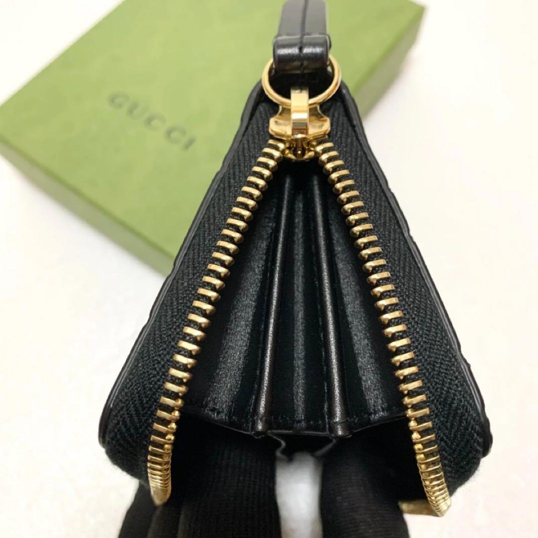 ✨未使用品✨グッチ ケース カードケース シマ レザー 黒 財布