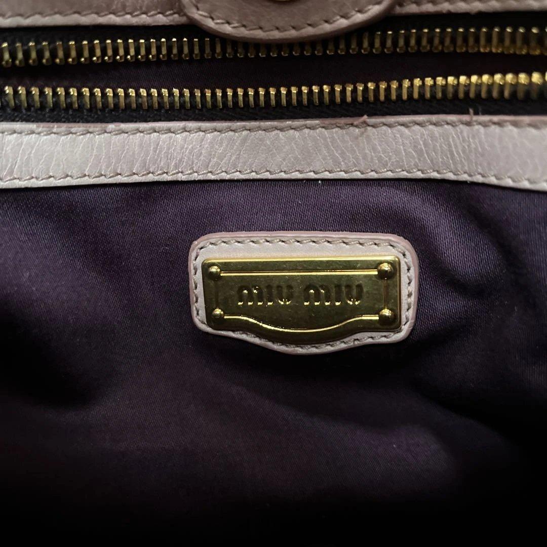 ミュウミュウ VITELLO LUX ショルダーバッグ　ピンク ベージュ