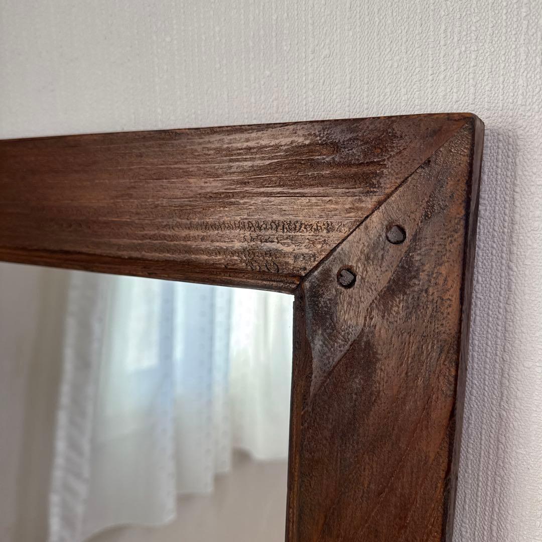 【送料込•売り切り価格】鏡 姿見 壁掛けウォールミラー ヴィンテージ ブラウン