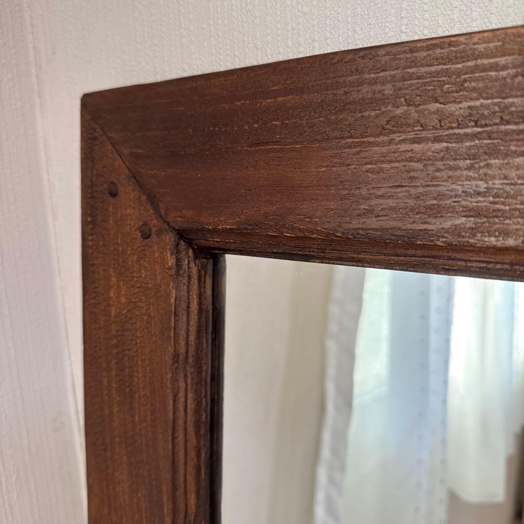 【送料込•売り切り価格】鏡 姿見 壁掛けウォールミラー ヴィンテージ ブラウン