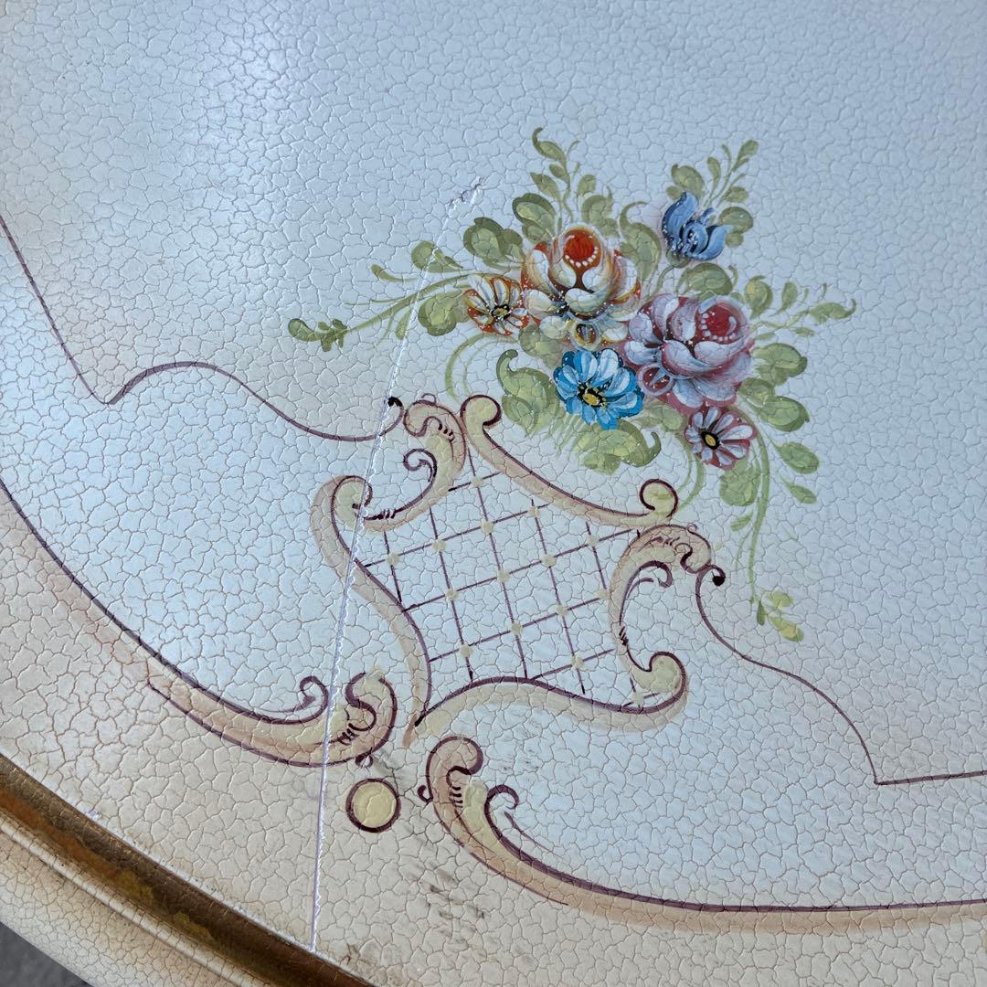 ホワイトキャビネット 花柄装飾 6引き出し