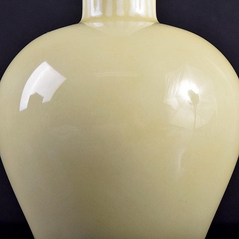 七宝焼　安藤七宝店　純銀刻印　瓶子型　黄玉釉　花瓶　共箱　M　R8511