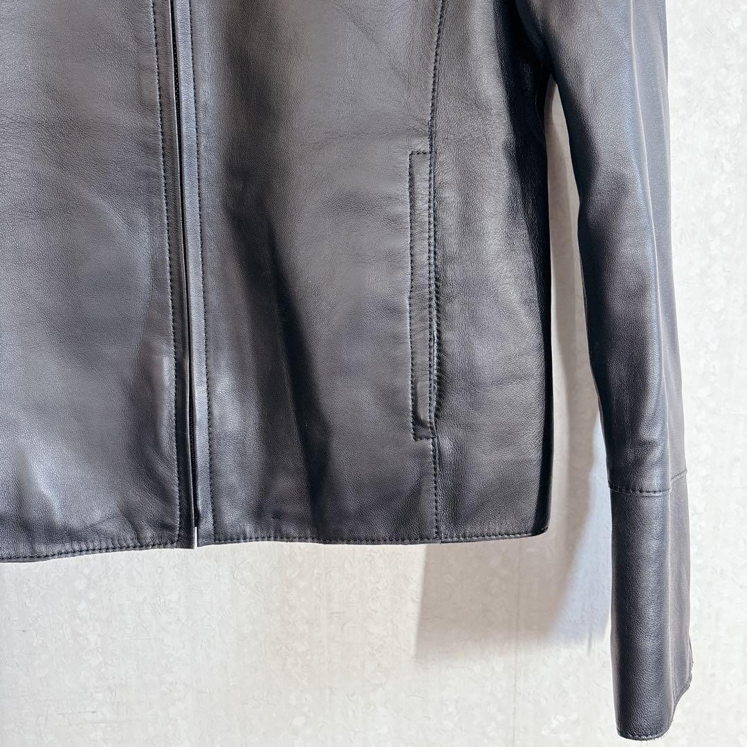 【極美品】23区 ラムレザージャケット ノーカラー ブラック 38