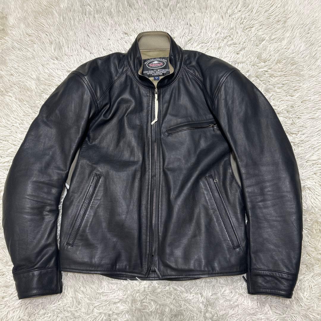 クシタニ ピンホールレザージャケット　ライダース　プロテクター　ブラック　L