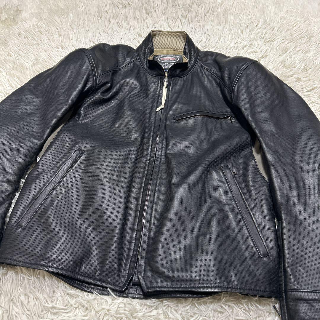 クシタニ ピンホールレザージャケット　ライダース　プロテクター　ブラック　L