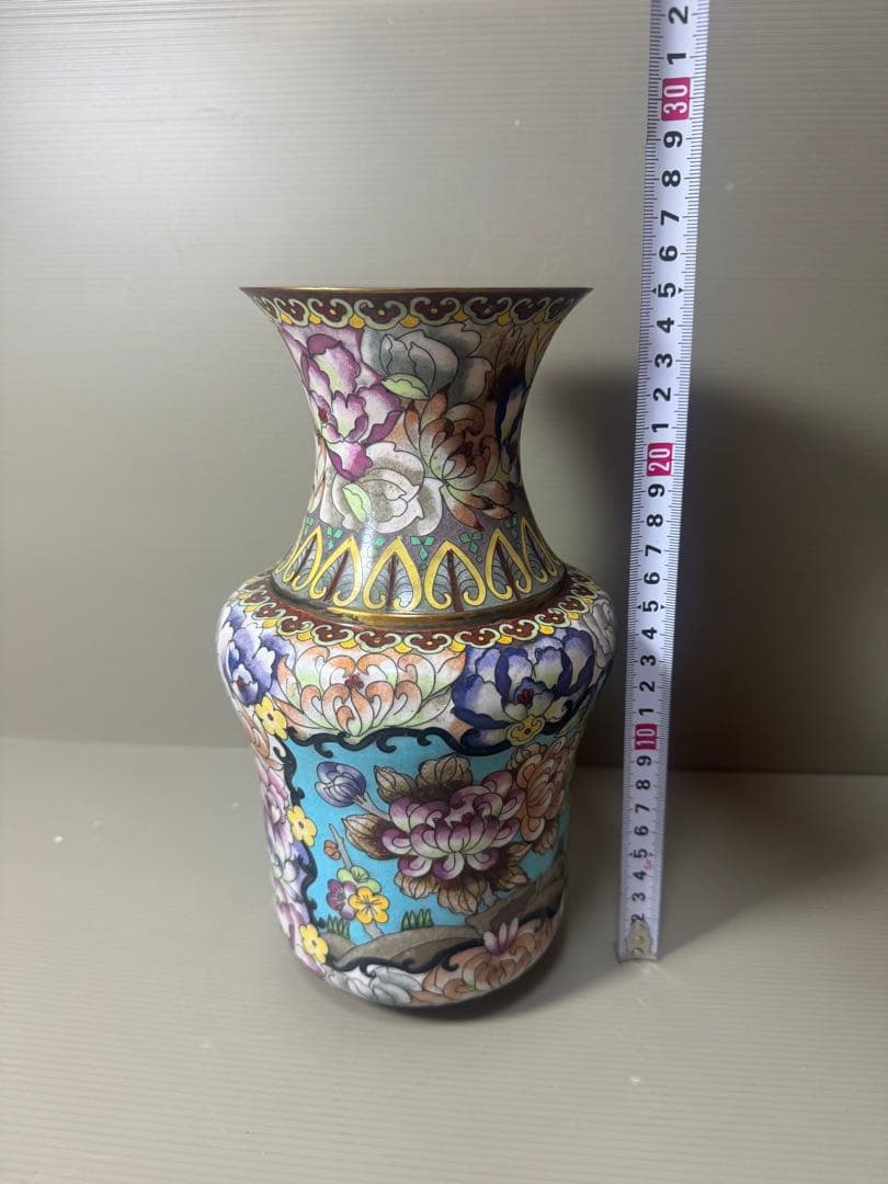 2073 七宝焼　景泰藍　花瓶　時代物