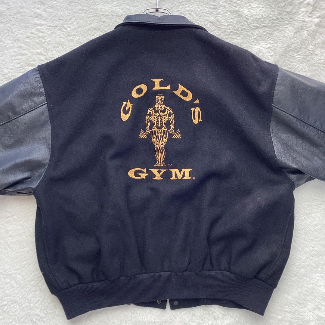 【希少】ゴールドジム スタジャン レザー切り替え USA製 XL 黒