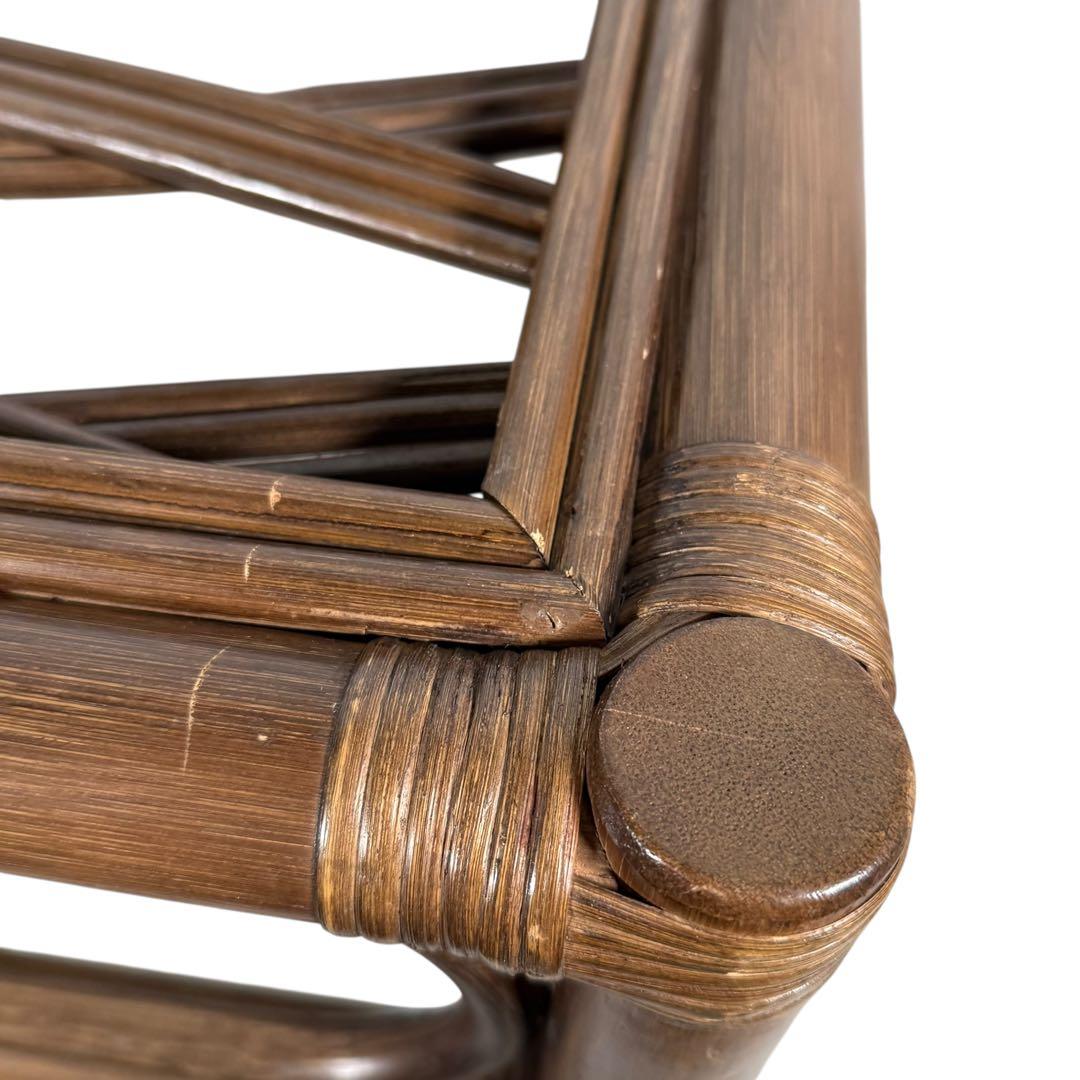 KZ035 【希少デザイン】コスガ　kosuga ラタン籐　ガラステーブル