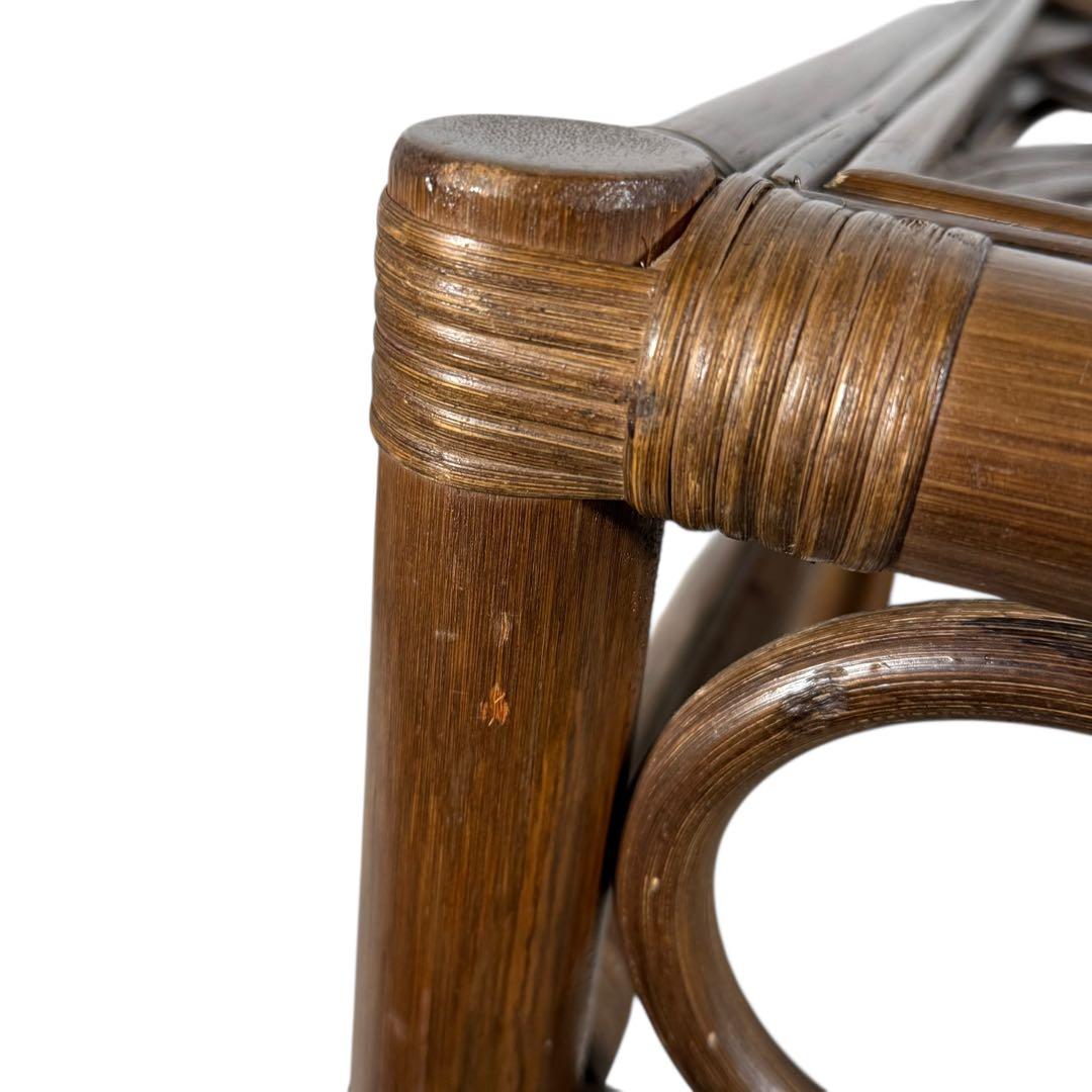 KZ035 【希少デザイン】コスガ　kosuga ラタン籐　ガラステーブル