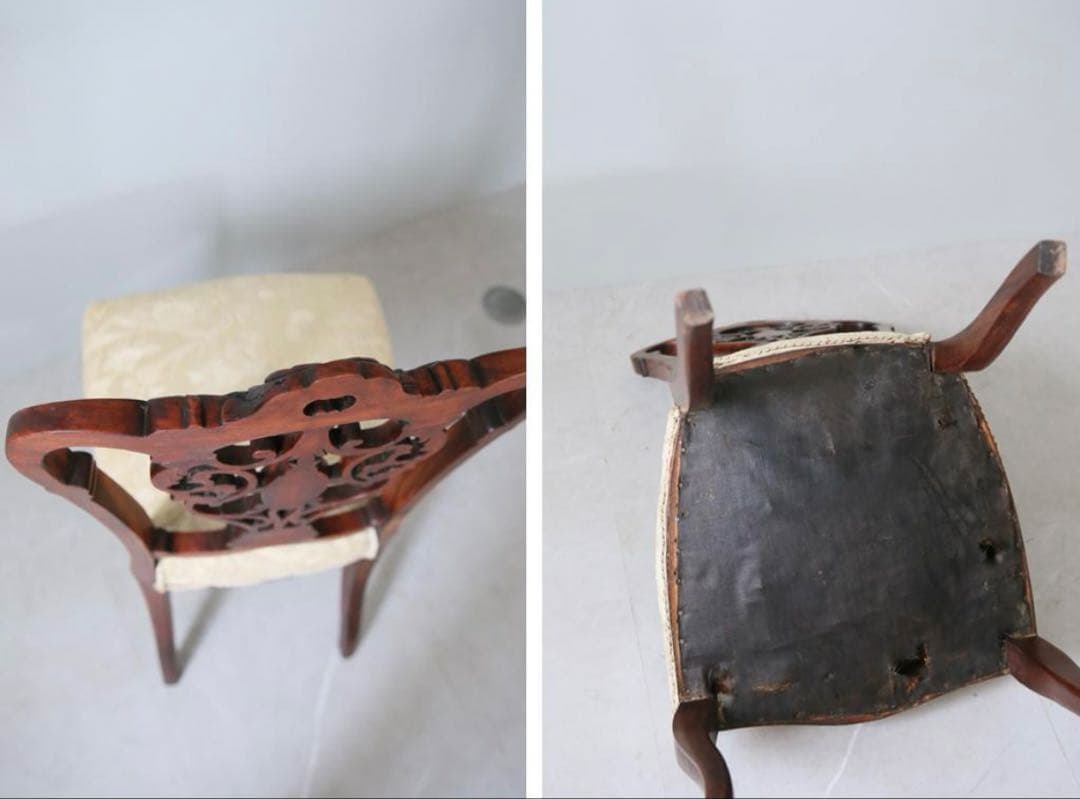 英国アンティーク木製チッペンデールダイニングチェア/サロンイス/レトロ