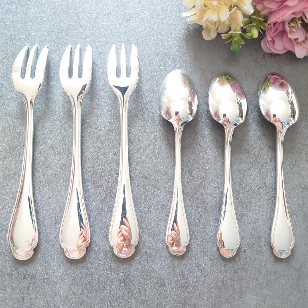 希少 美品 クリストフル ポンパドール ケーキフォーク コーヒースプーン 6点