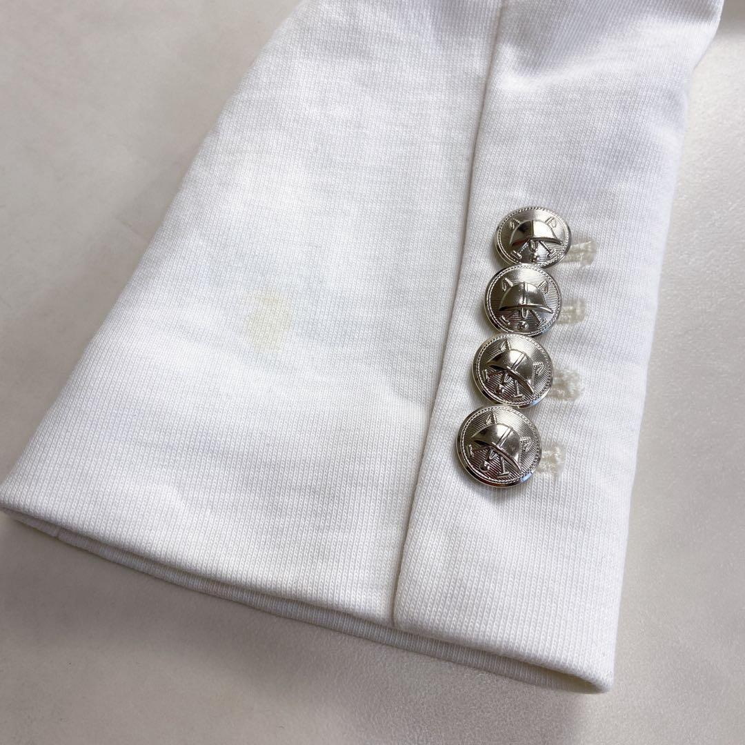 美品 ラルフローレン 白ブレザー 銀ボタン 針金糸 刺繍 エンブレム ジャケット