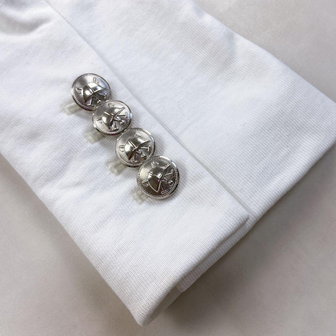 美品 ラルフローレン 白ブレザー 銀ボタン 針金糸 刺繍 エンブレム ジャケット